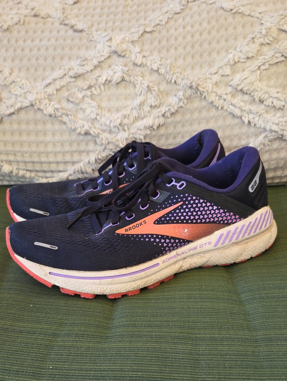 Brooks Adrenaline GTS Navy Purple Coral Athletic Running Shoes 8.5